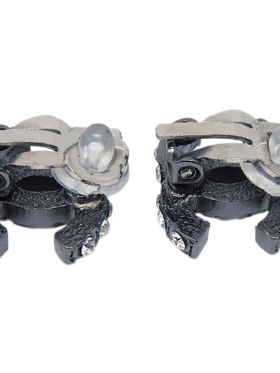 Chanel CC Silver Rhinestone Clip-On Earrings 03A 136262 main image 7